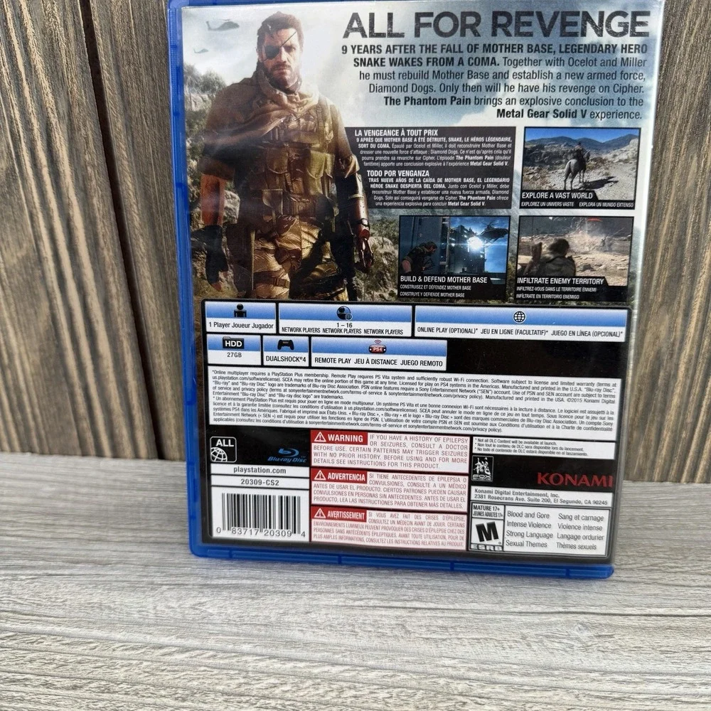 Metal Gear Solid 5 V: The Phantom Pain (Sony PlayStation 4, 2015)  Tested